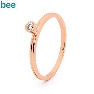 Rosa vergoldeter Ring aus 9 kt. mit weißem Zirkonia